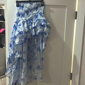 Love shack fancy. High-low blue flower skirt. Size XS.